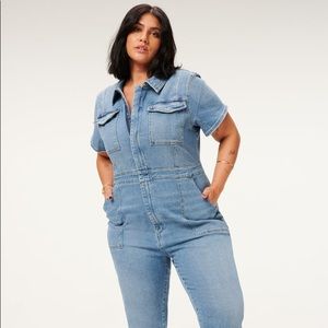 NWT Good American Fit For Success Blue Denim Jumpsuit Size Six Never Worn